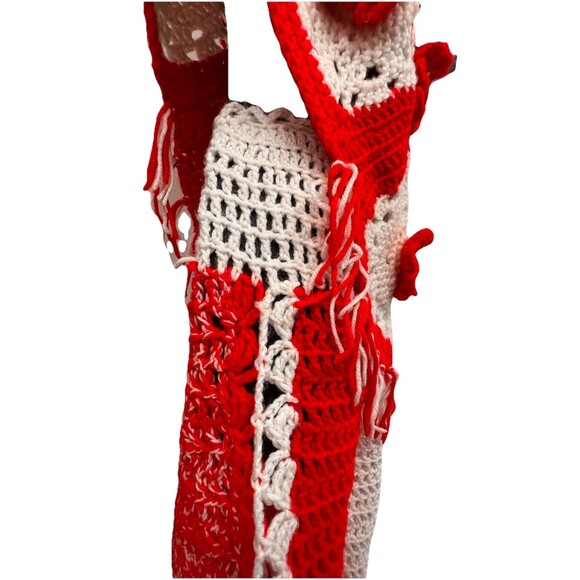 Crochet Vintage Red White Flower Top Skirt Bag Henrietta Tanuska Beverly Hills - Picture 16 of 16